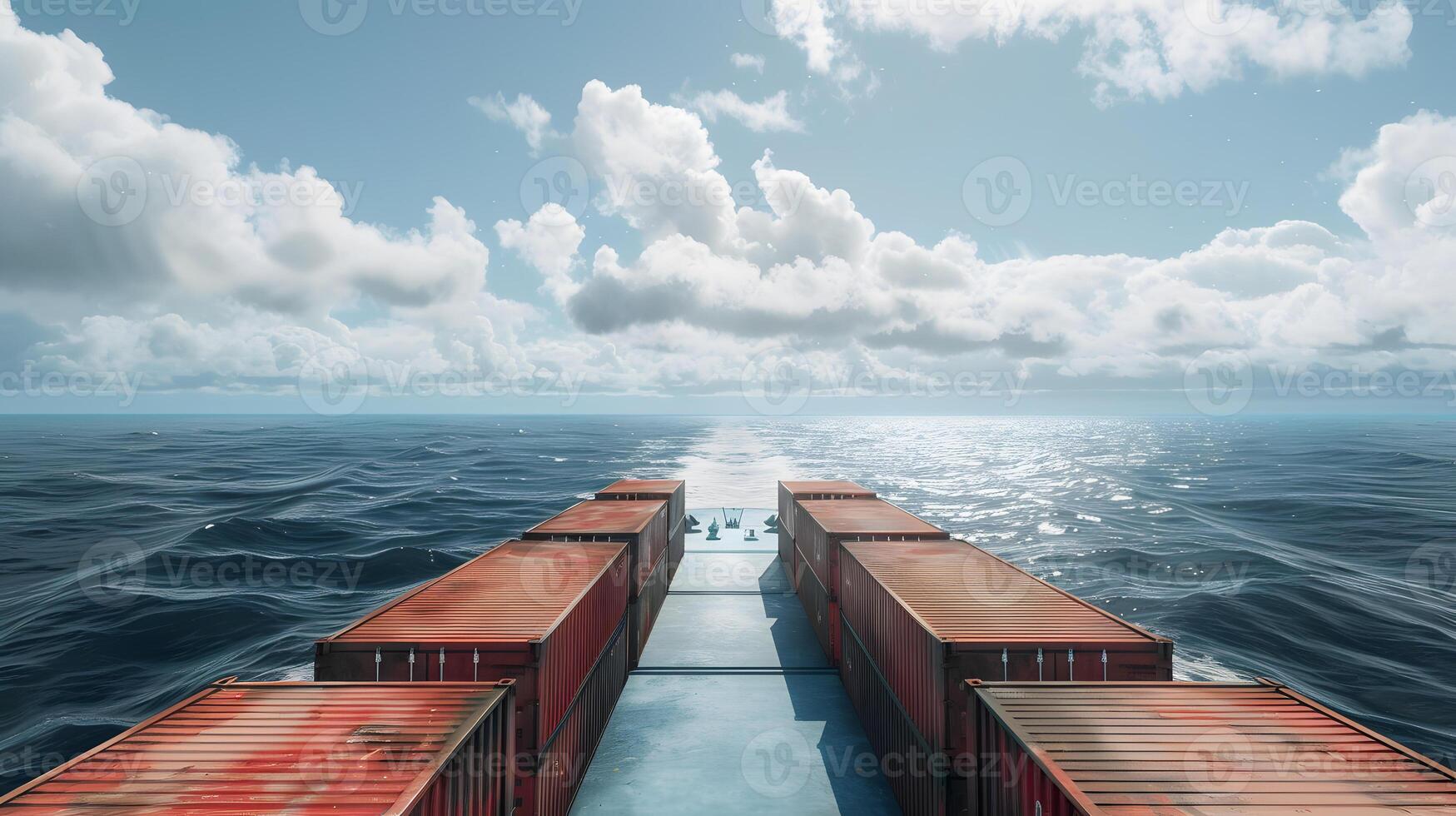 AI generated A ship for transporting cargo containers and also unloading it at the docks of a cargo port. AI Generated photo