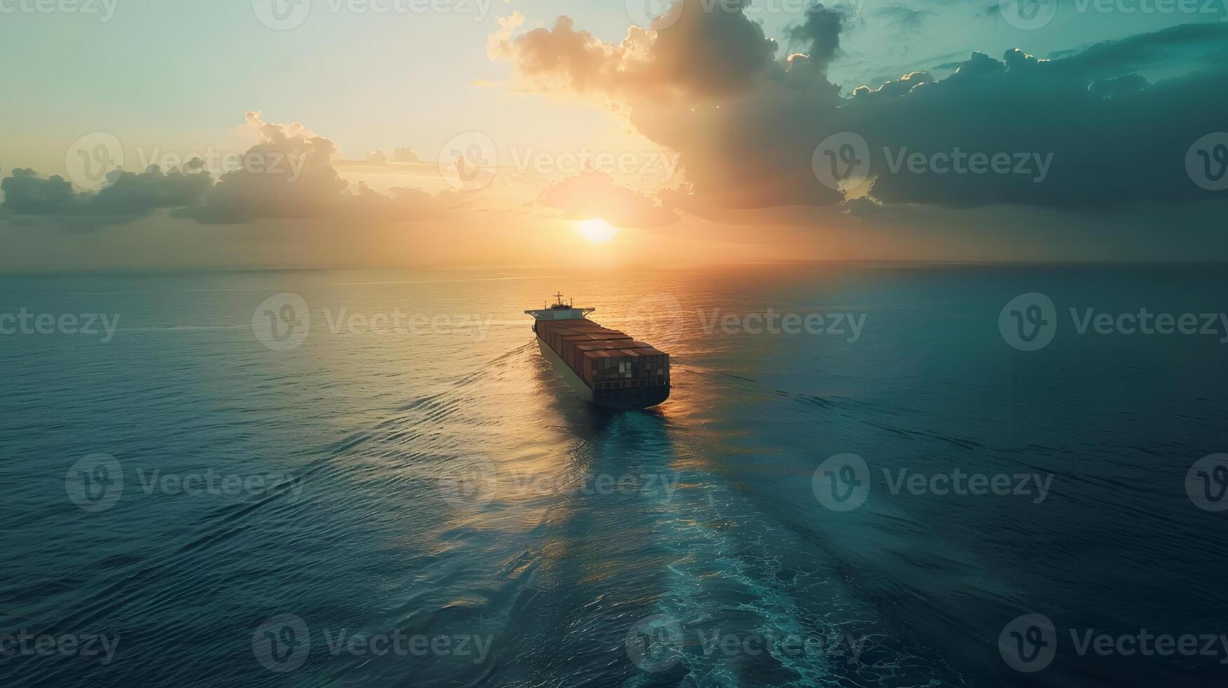 AI generated A ship for transporting cargo containers and also unloading it at the docks of a cargo port. AI Generated photo