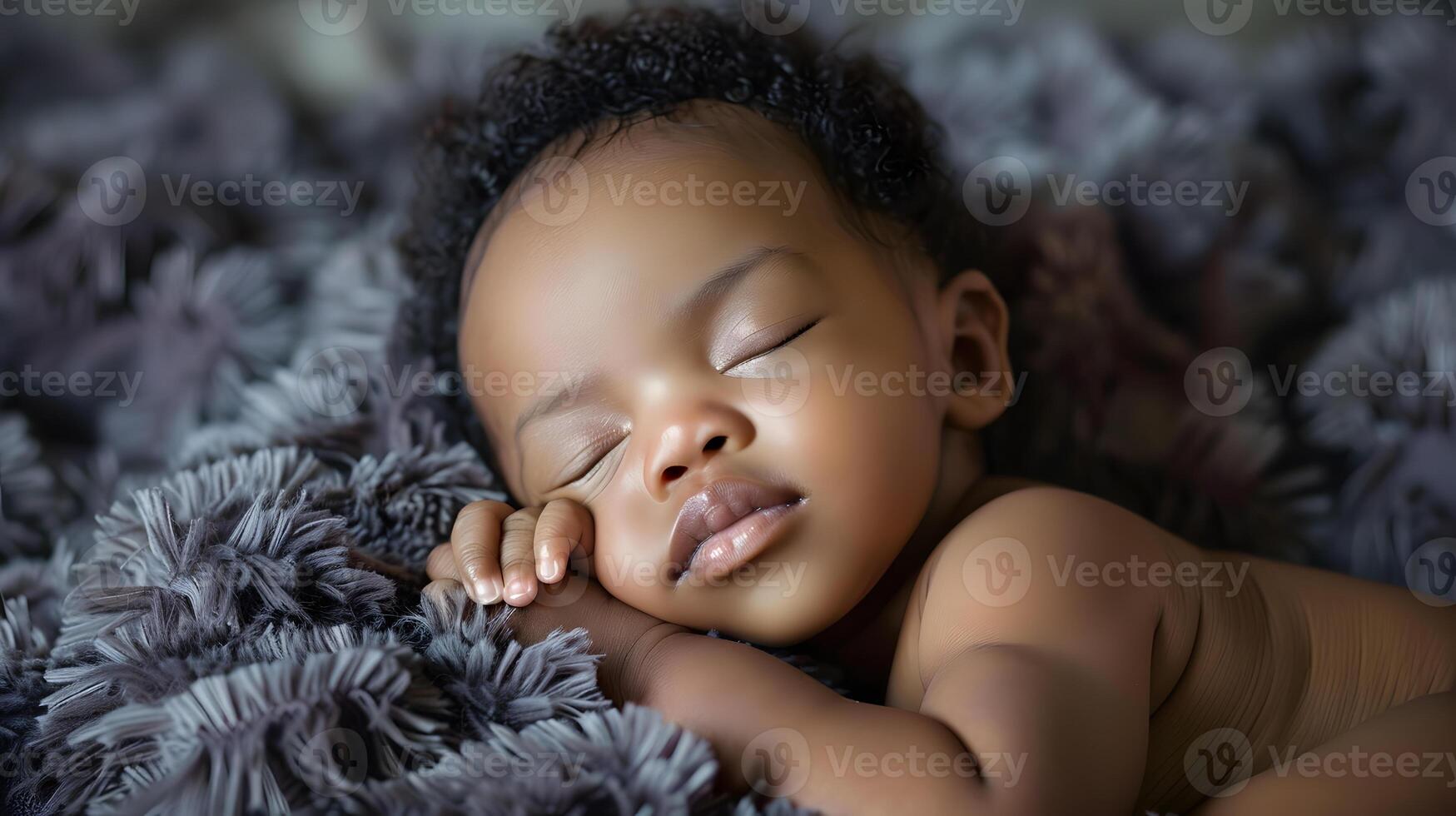 AI generated A beautiful newborn baby in soft comfortable clothes. AI Generated photo