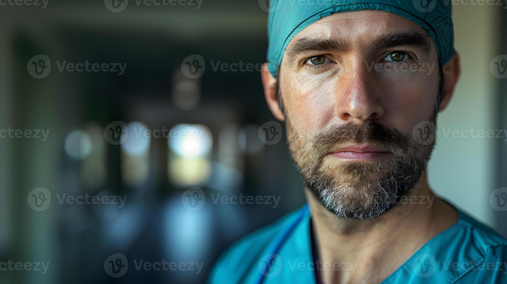 ai generado retrato de un masculino médico trabajador con un estetoscopio. ai generado foto