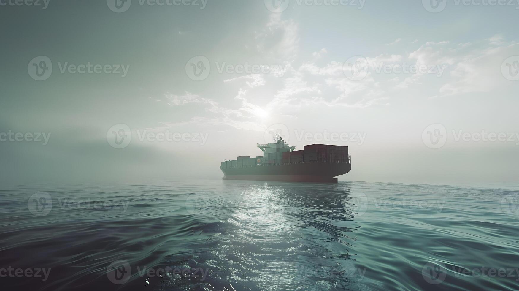 AI generated A ship for transporting cargo containers and also unloading it at the docks of a cargo port. AI Generated photo