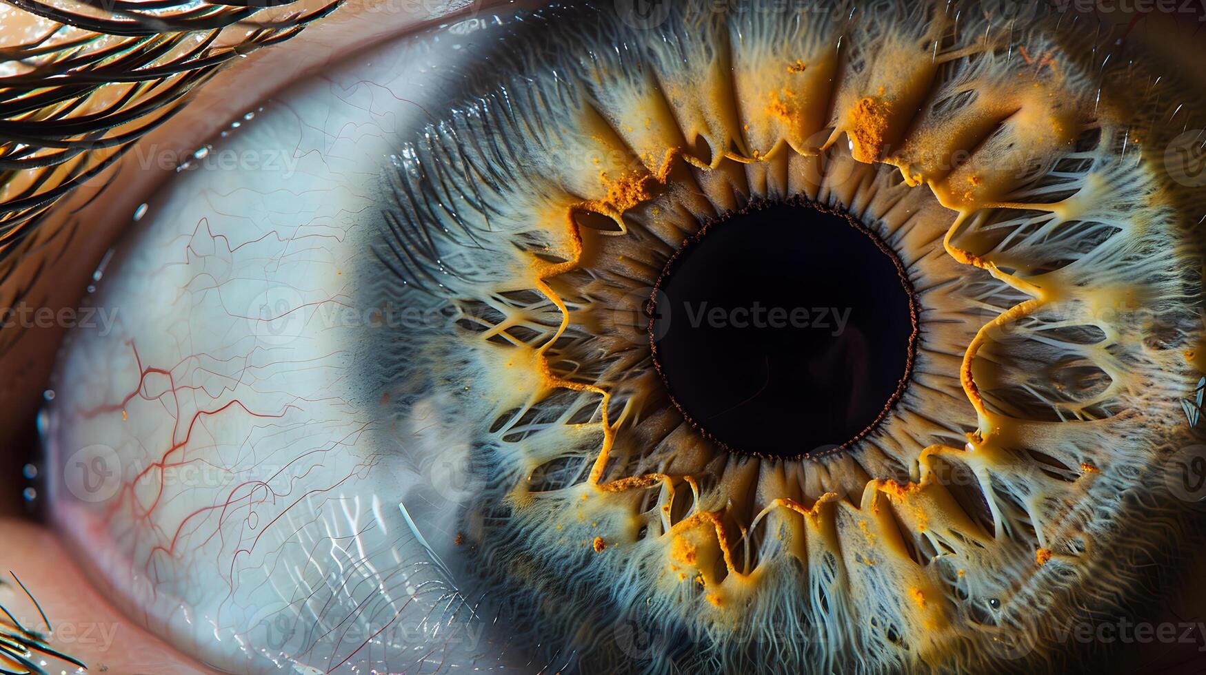 AI generated Human eye close-up, pupil and iris. AI Generated photo