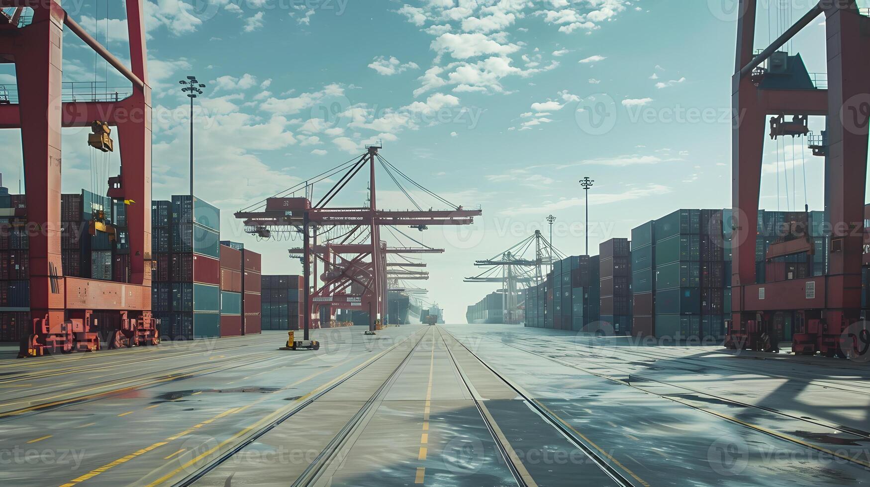 AI generated A ship for transporting cargo containers and also unloading it at the docks of a cargo port. AI Generated photo