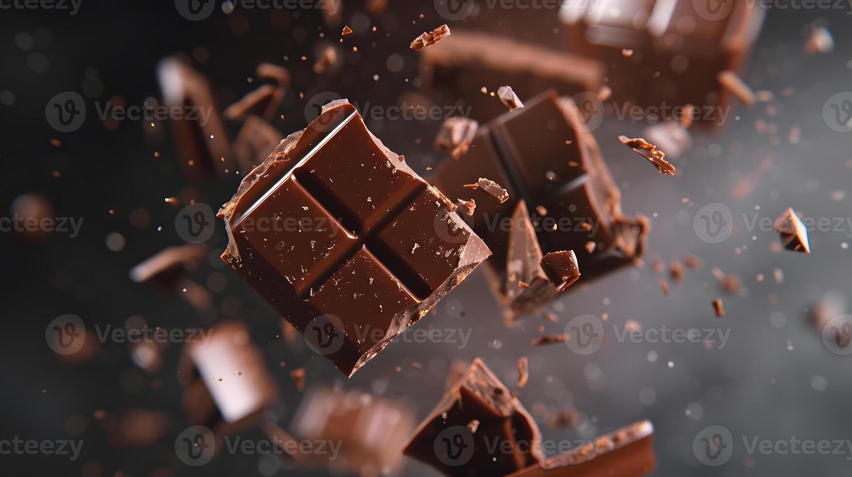 ai generado dulce oscuro chocolate bar roto dentro piezas. ai generado foto