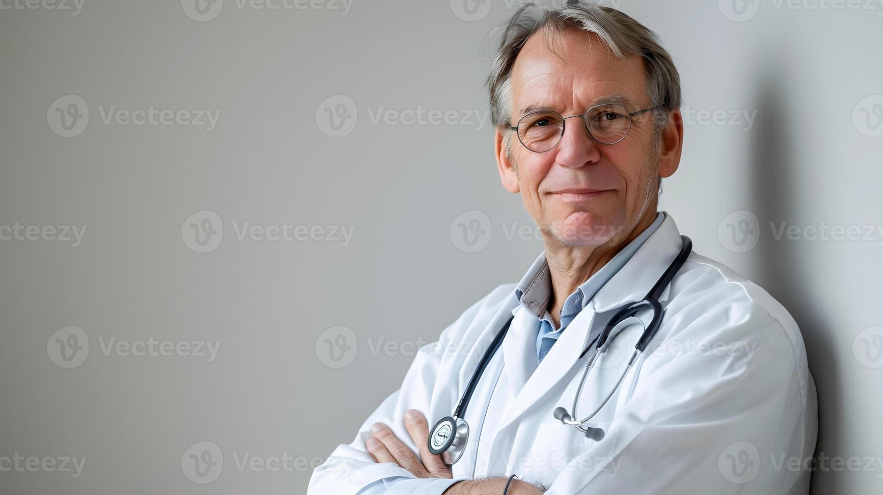 AI generated Portrait of a male medical worker with a stethoscope. AI Generated photo