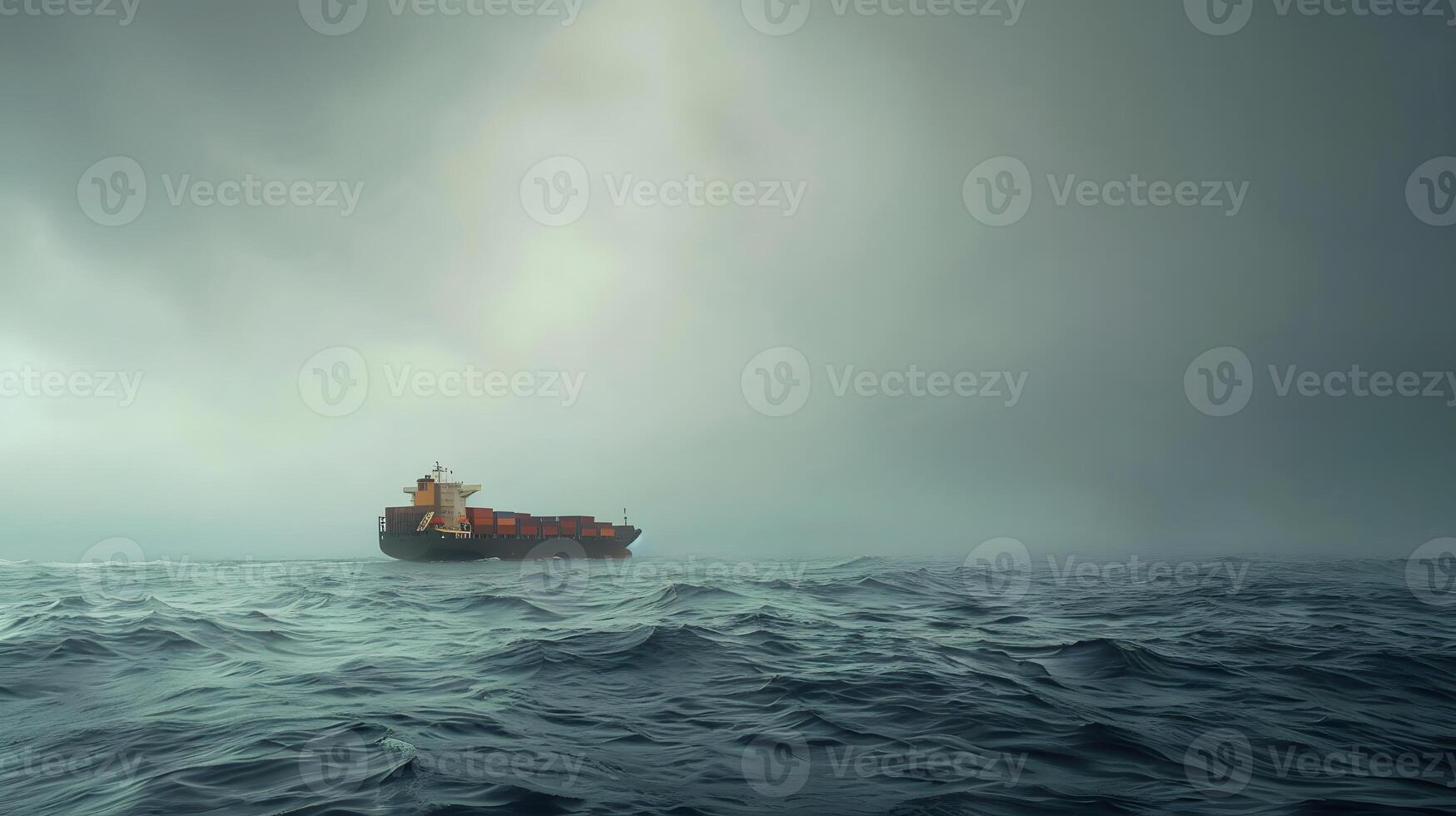 AI generated A ship for transporting cargo containers and also unloading it at the docks of a cargo port. AI Generated photo