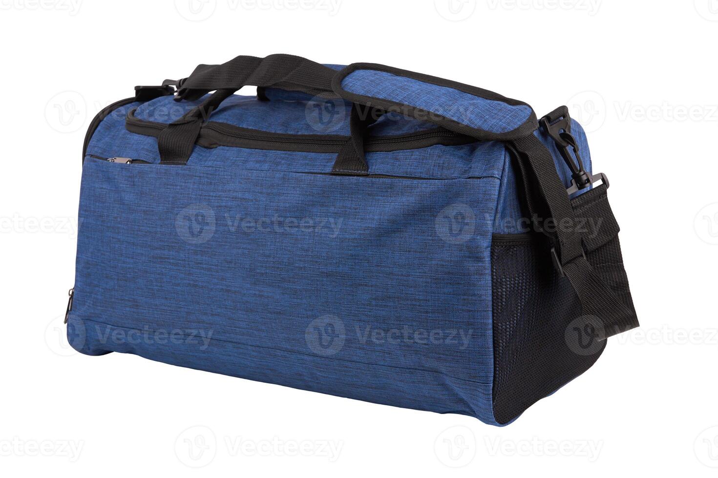 Camouflage backpack on white photo