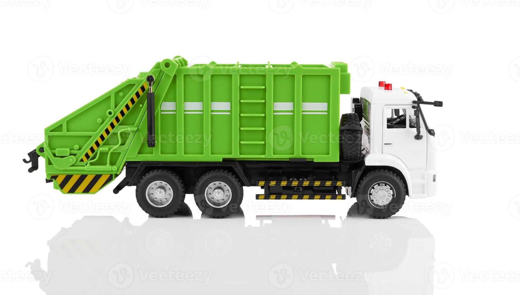 Garbage truck on white photo