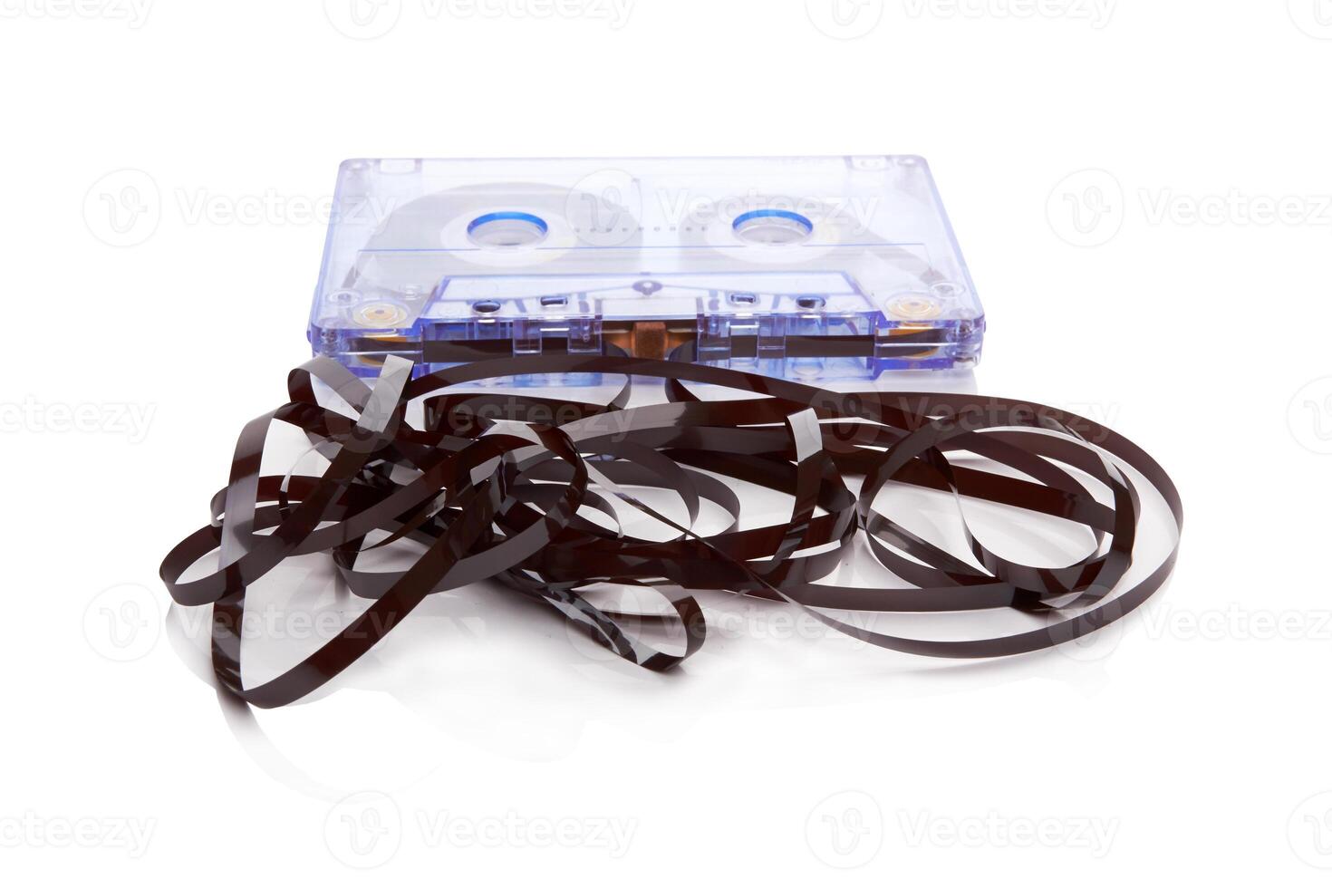 Audio cassette on white photo