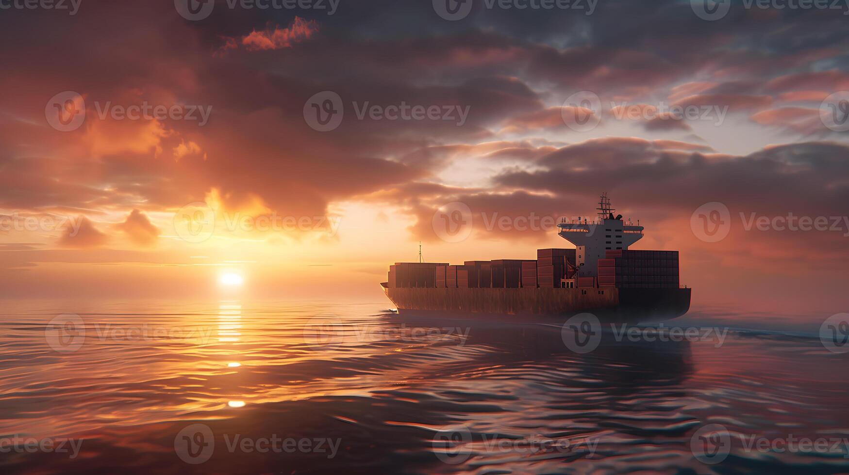 AI generated A ship for transporting cargo containers and also unloading it at the docks of a cargo port. AI Generated photo