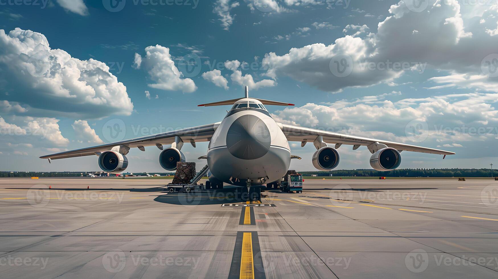 ai generado un carga avión a el aeropuerto muelles cargas o descarga carga. ai generado foto