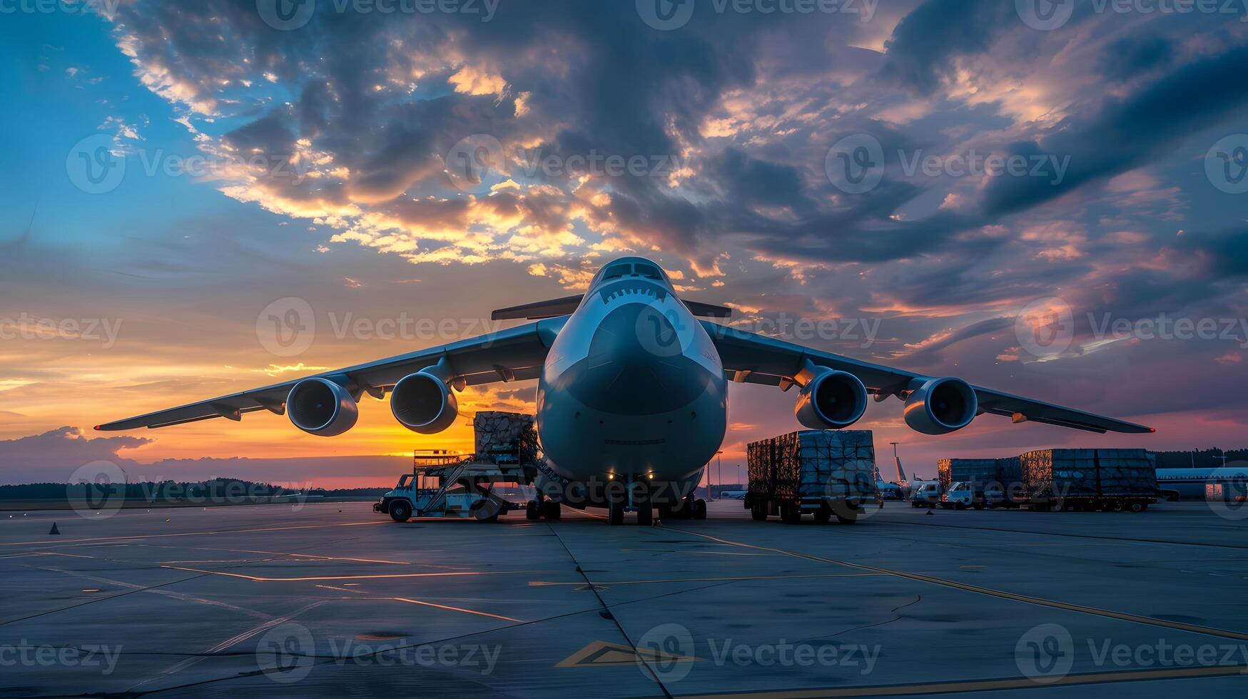 ai generado un carga avión a el aeropuerto muelles cargas o descarga carga. ai generado foto