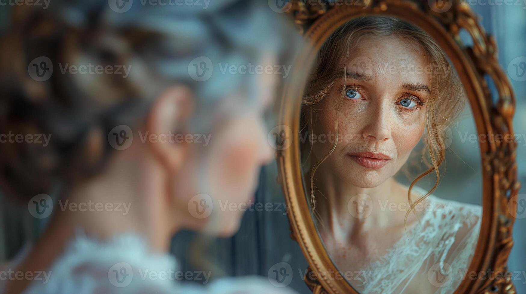AI generated The poignant journey of an elderly woman photo