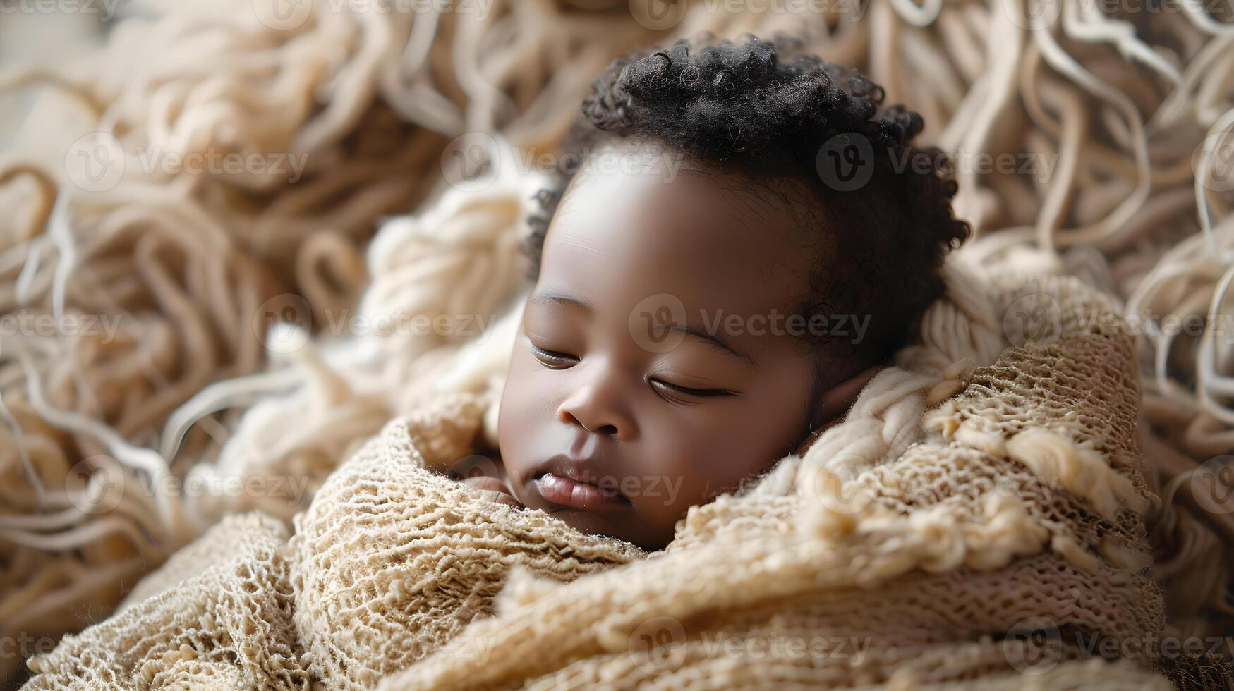 AI generated A beautiful newborn baby in soft comfortable clothes. AI Generated photo