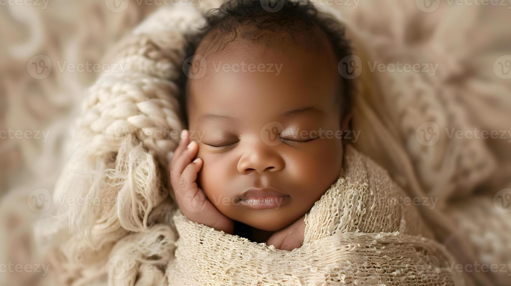 AI generated A beautiful newborn baby in soft comfortable clothes. AI Generated photo