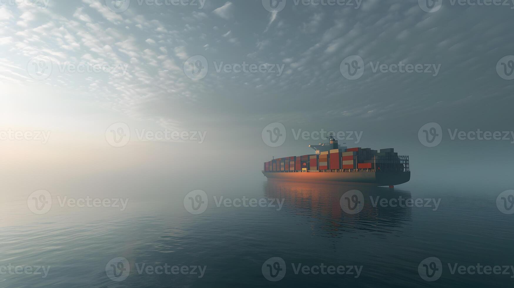 AI generated A ship for transporting cargo containers and also unloading it at the docks of a cargo port. AI Generated photo