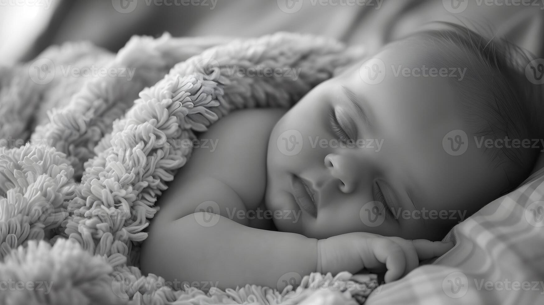 AI generated A beautiful newborn baby in soft comfortable clothes. AI Generated photo