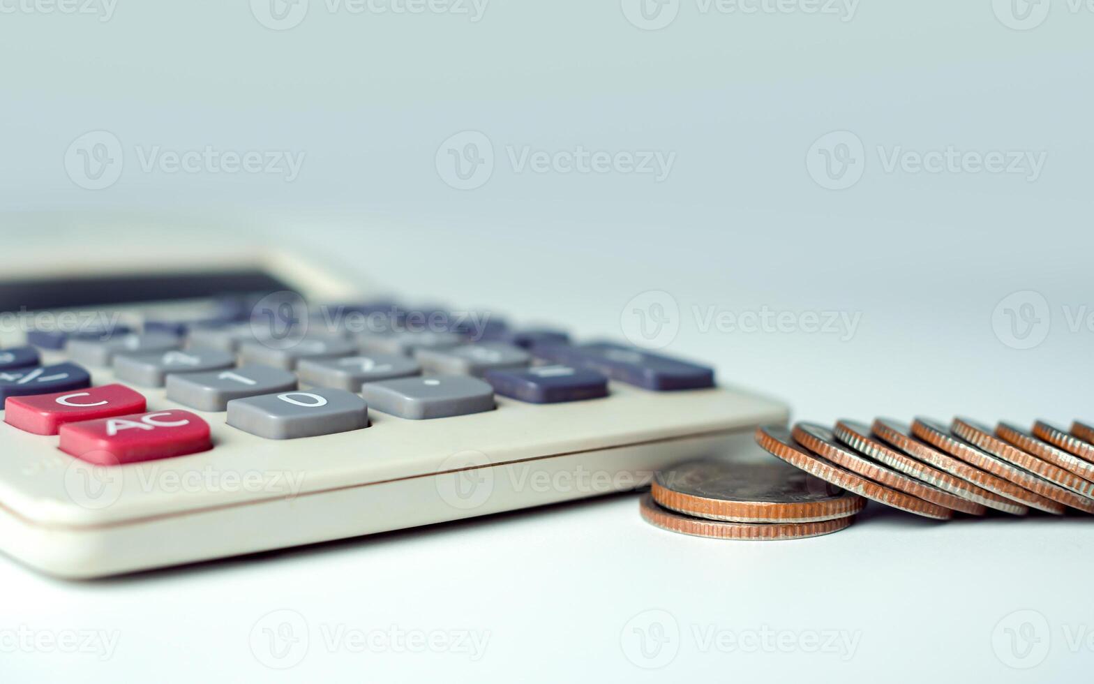 Documents and calculator on the white background, Investment planning, Business and finance concept, Money bank concept, Tax. Concept of financial, Savings, Investments, Funding. photo