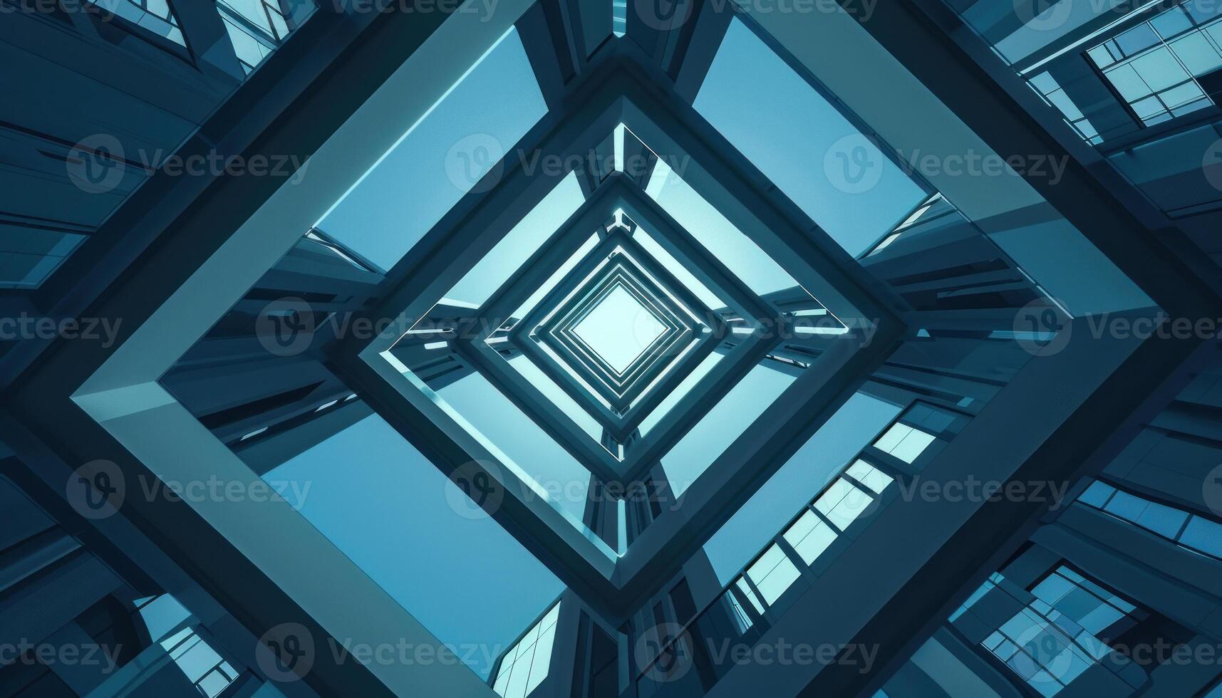 AI generated Isometric square bottom view from inside building. photo