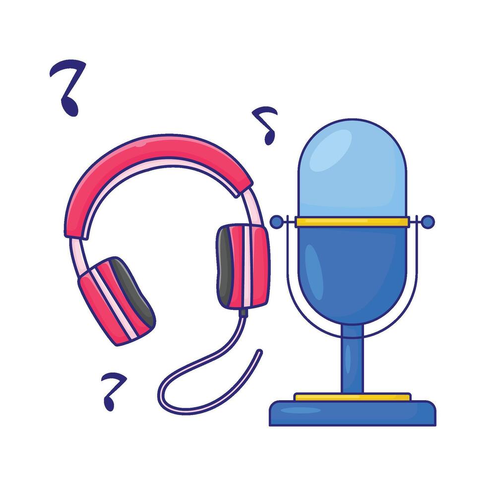 Illustration of headphone with microphone vector