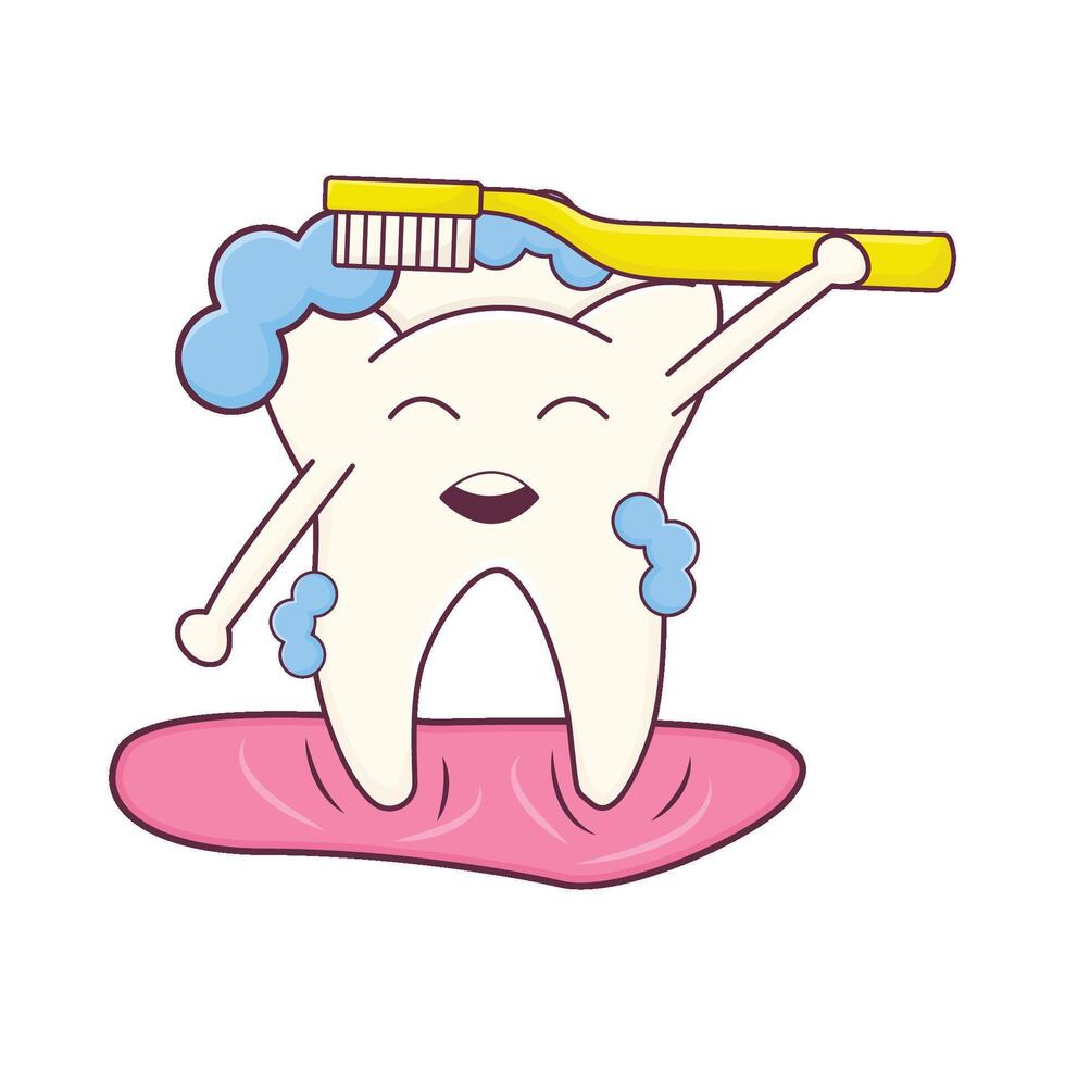 Illustration of brushing teeth vector