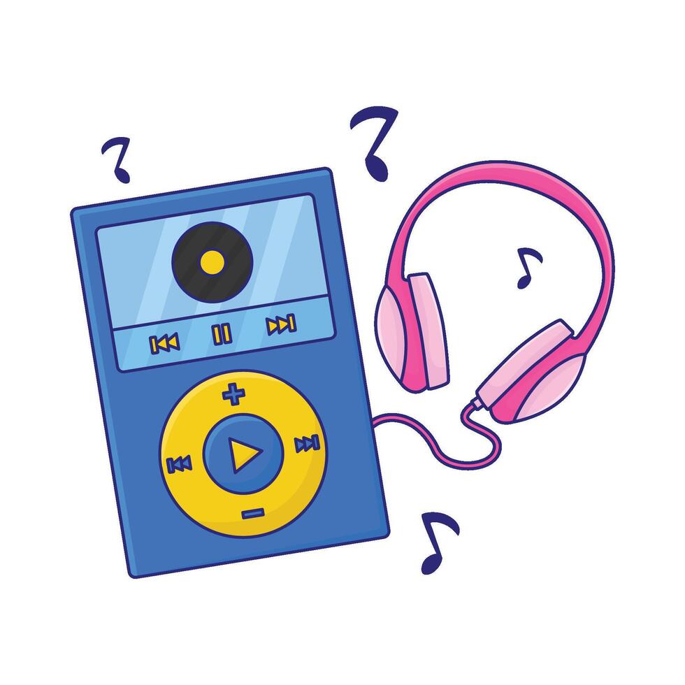 Illustration of mp3 player with headphone vector