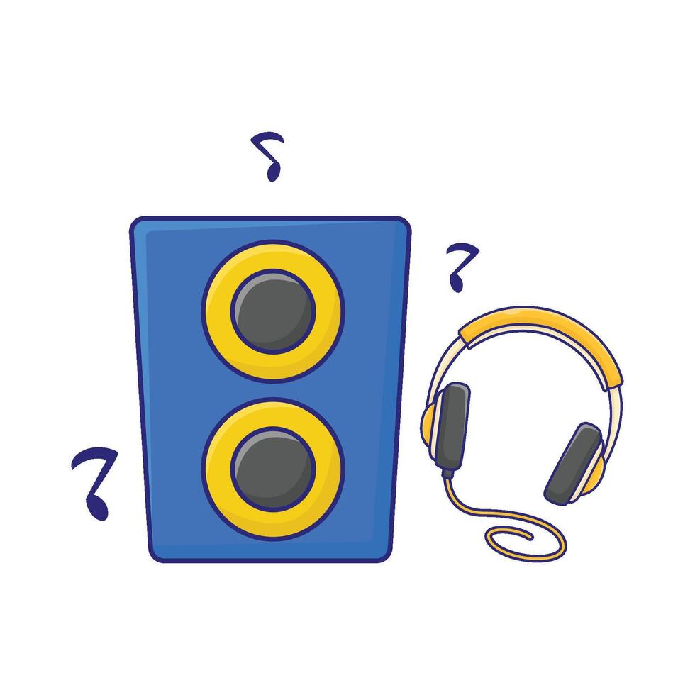 ilustración de auricular con música altavoz vector