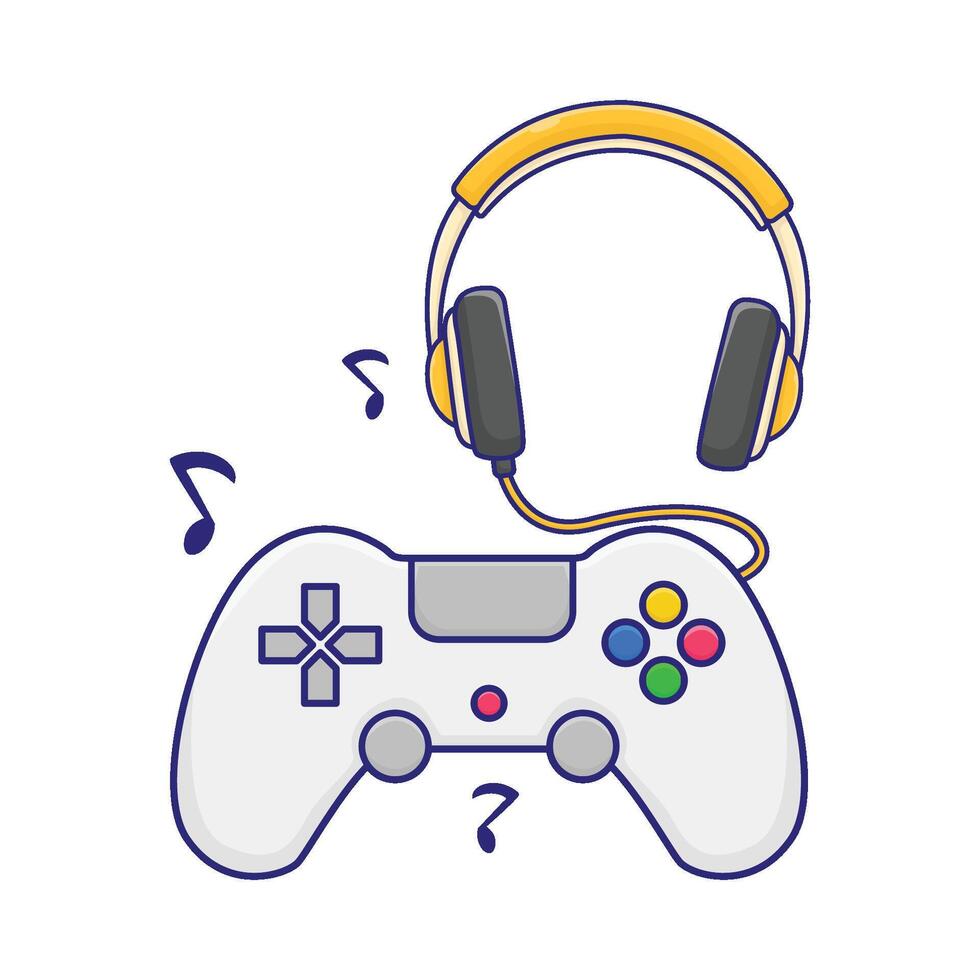 Illustration of headphone with game console vector