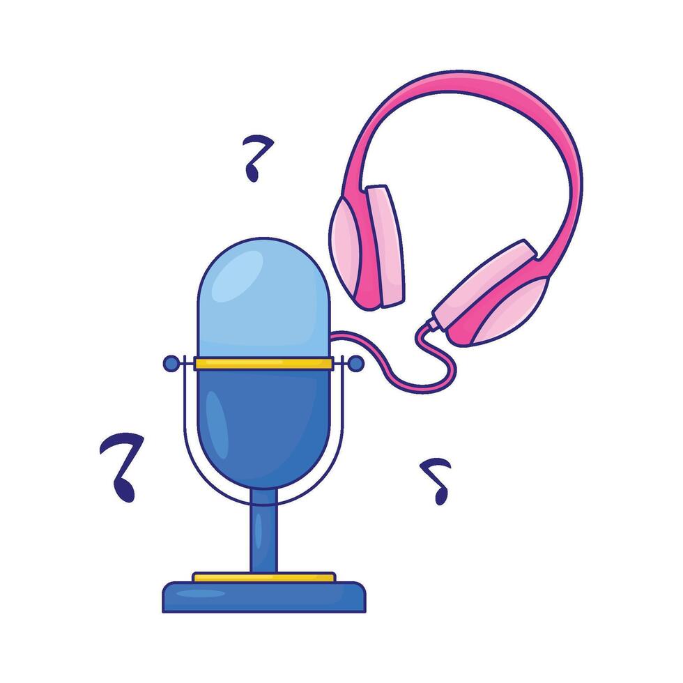 Illustration of headphone with microphone vector