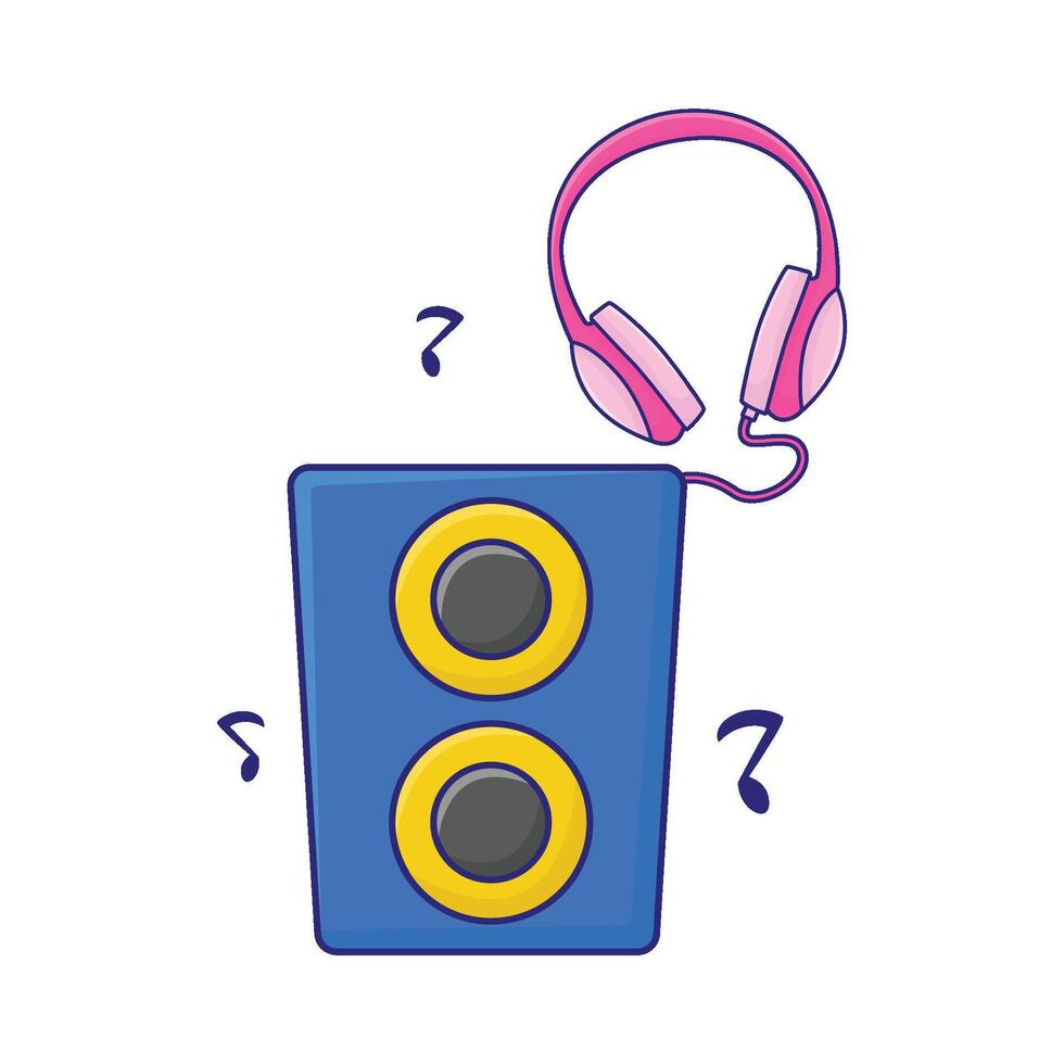 ilustración de auricular con música altavoz vector