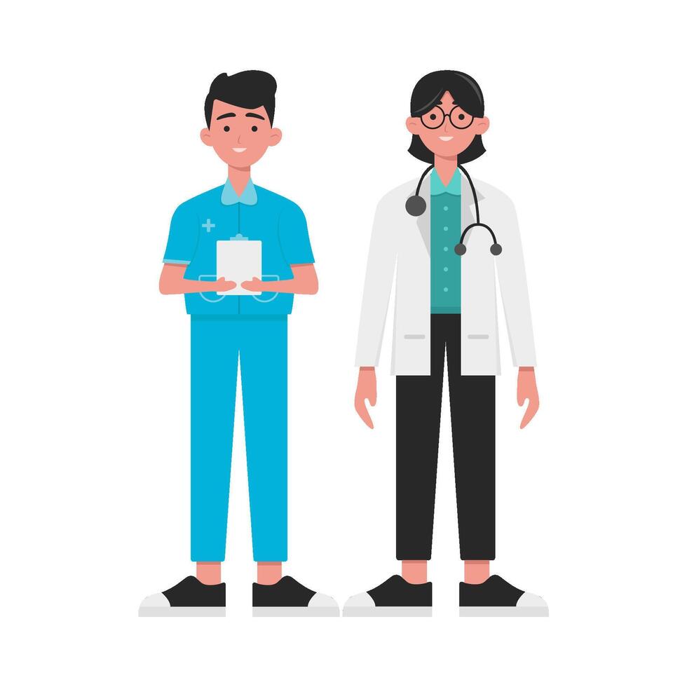 Illustration of doctor and nurse vector