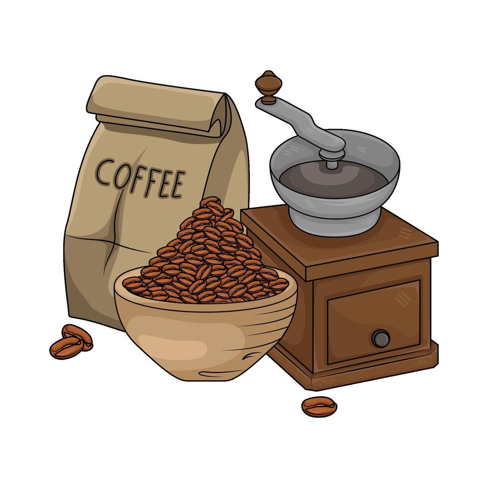 ilustración de café amoladora vector