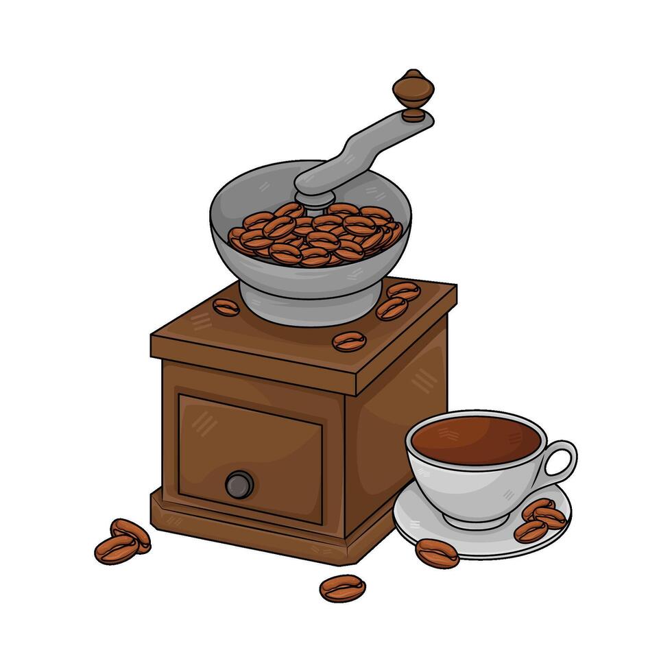 ilustración de café amoladora vector