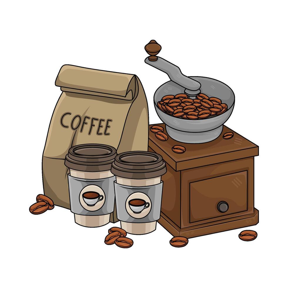 ilustración de café amoladora vector