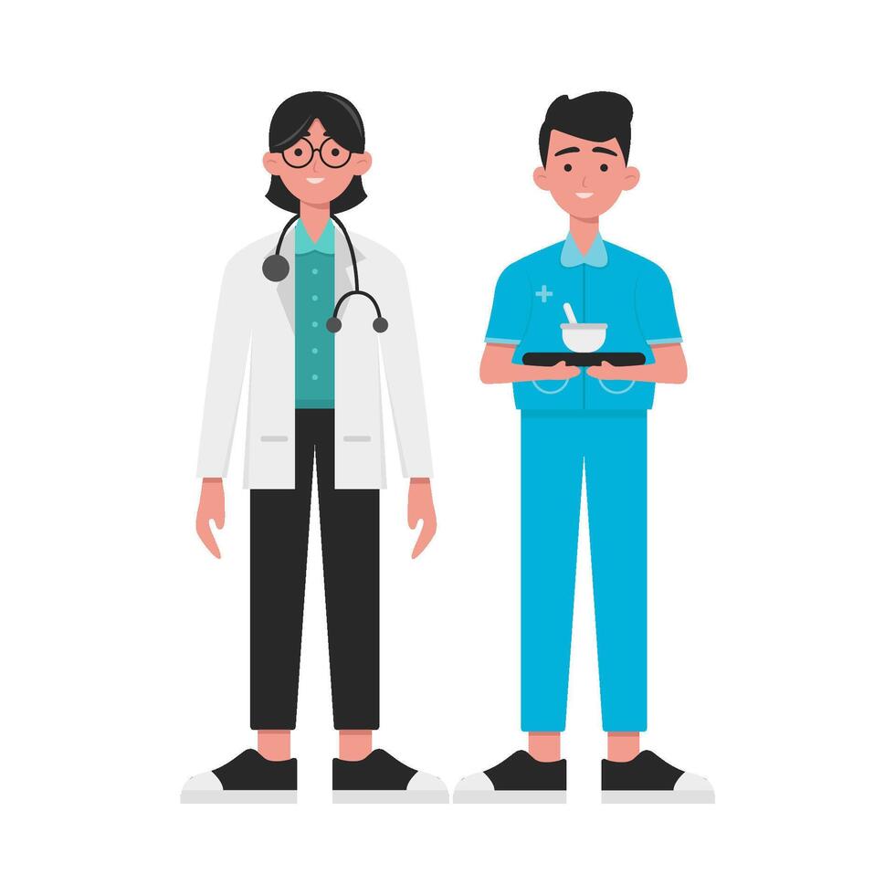 Illustration of doctor and nurse vector