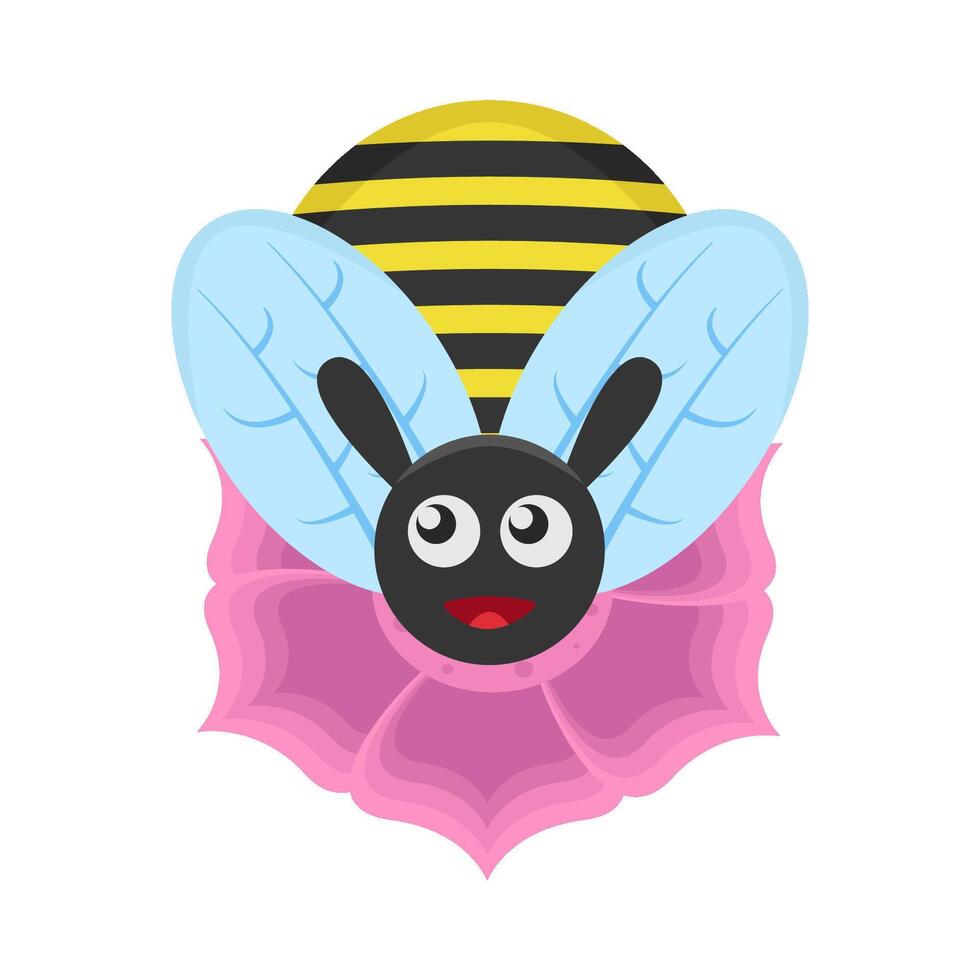 Illustration of cute bee and flower vector