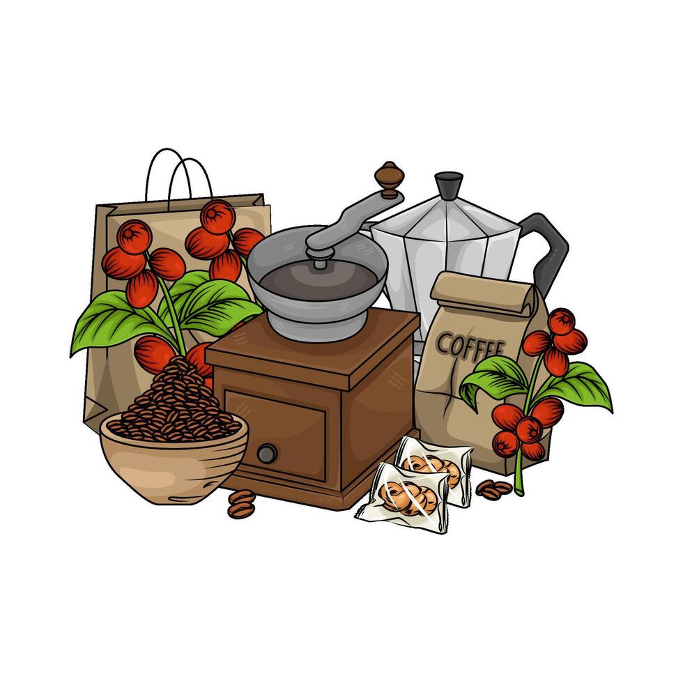 ilustración de café amoladora vector