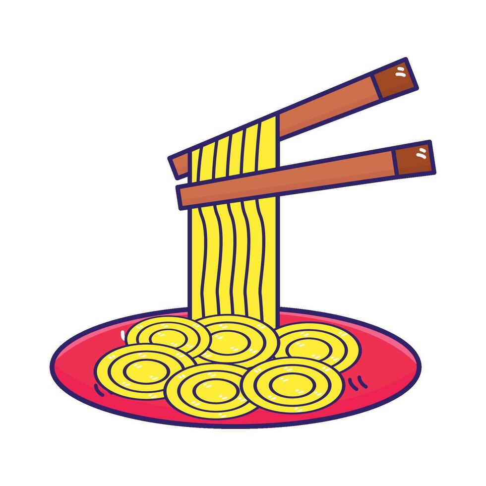 ilustración de fideos vector