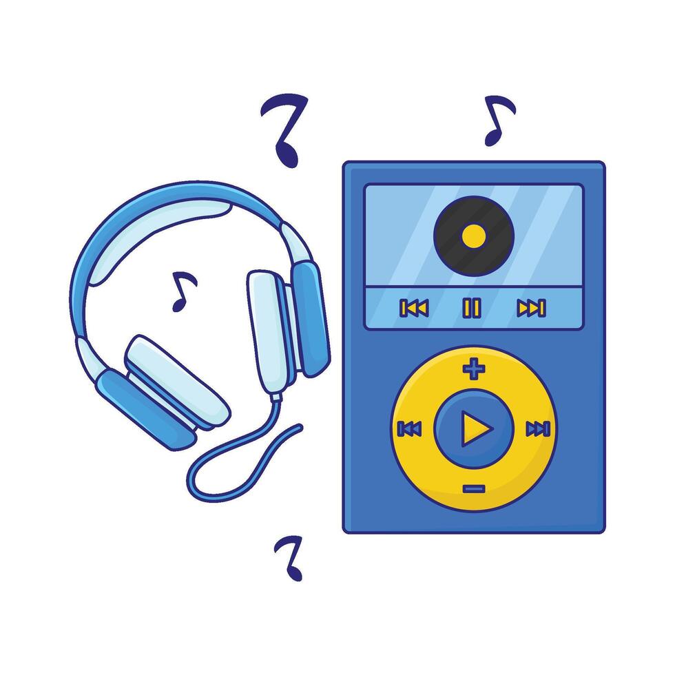 Illustration of mp3 player with headphone vector