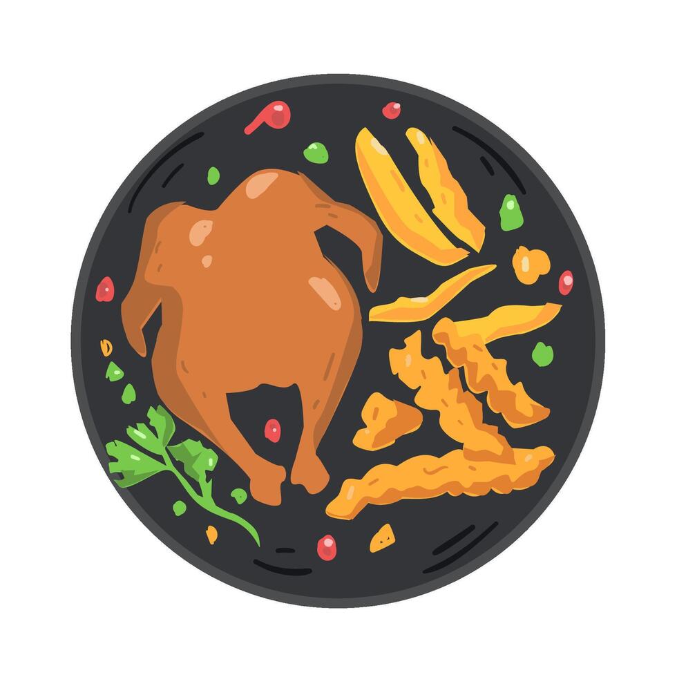 Illustration of roasted chicken vector