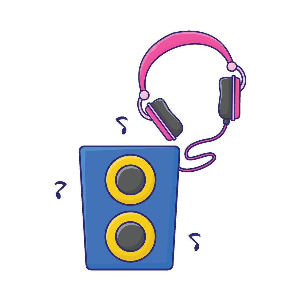 ilustración de auricular con música altavoz vector