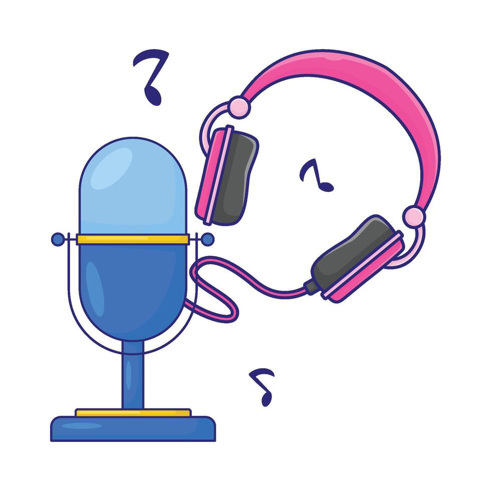 Illustration of headphone with microphone vector
