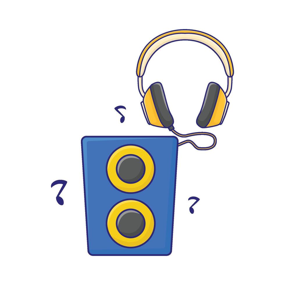 ilustración de auricular con música altavoz vector