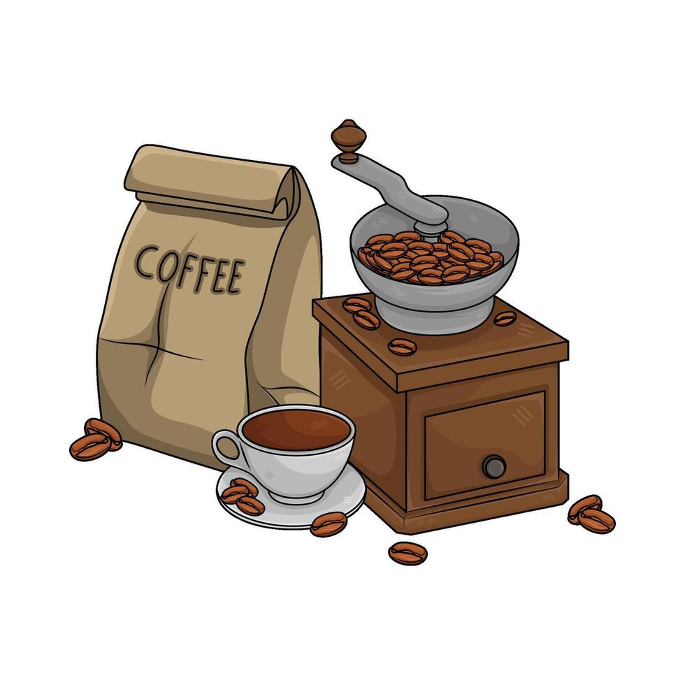 ilustración de café amoladora vector