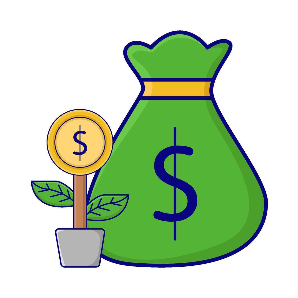 Illustration of money bag vector