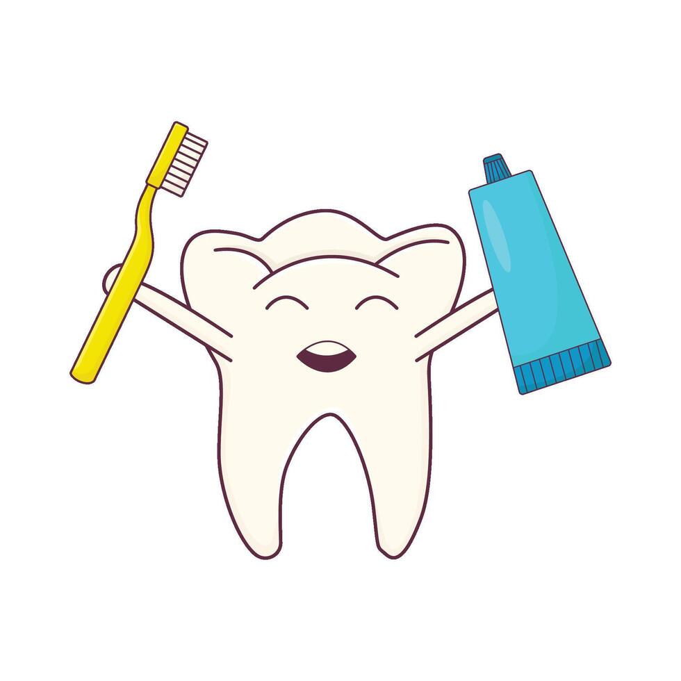 Illustration of brushing teeth vector