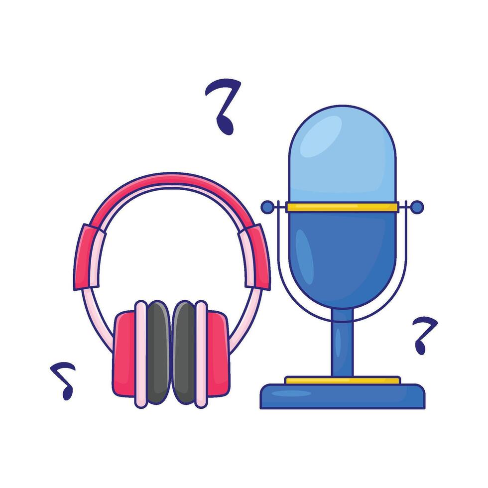 Illustration of headphone with microphone vector