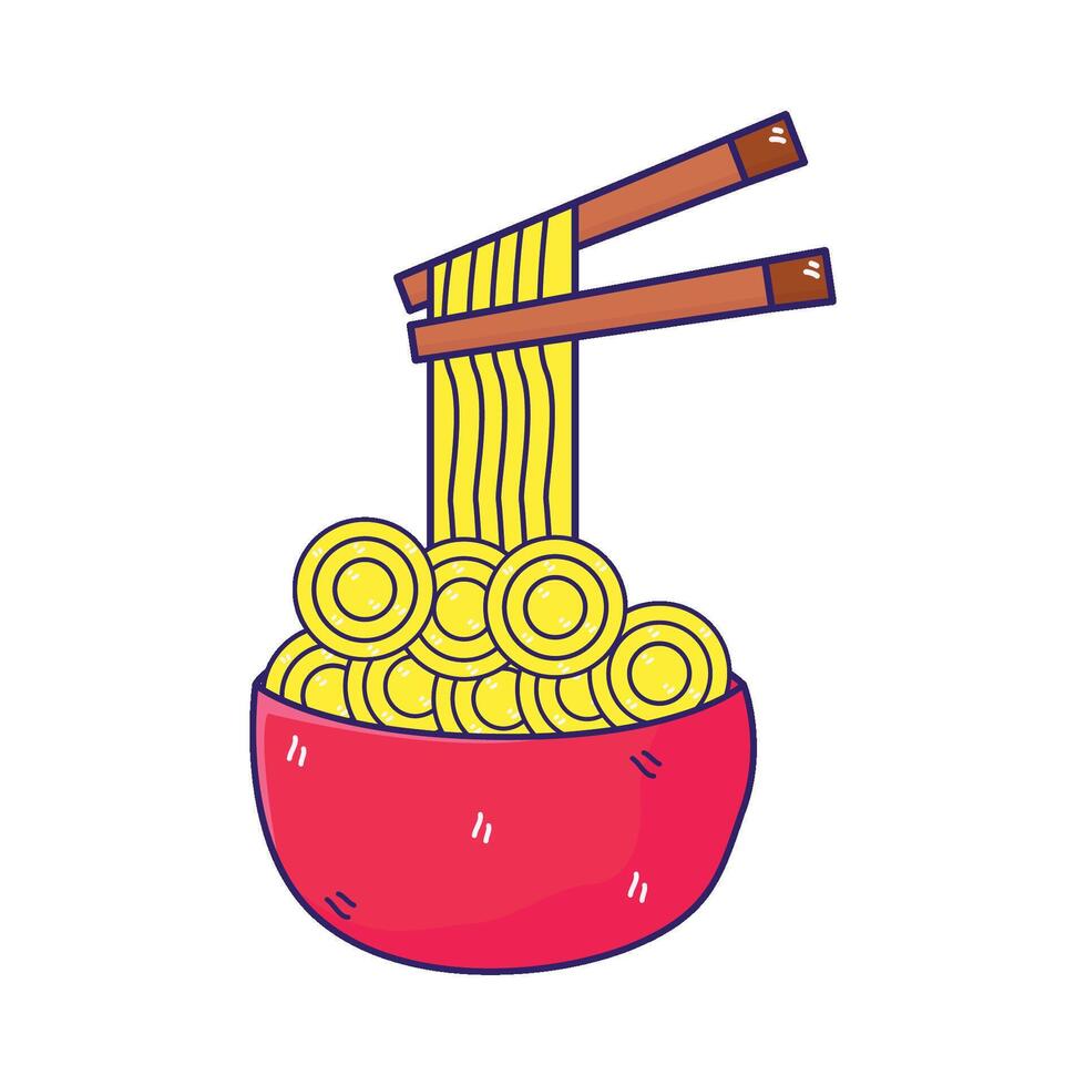 ilustración de fideos vector