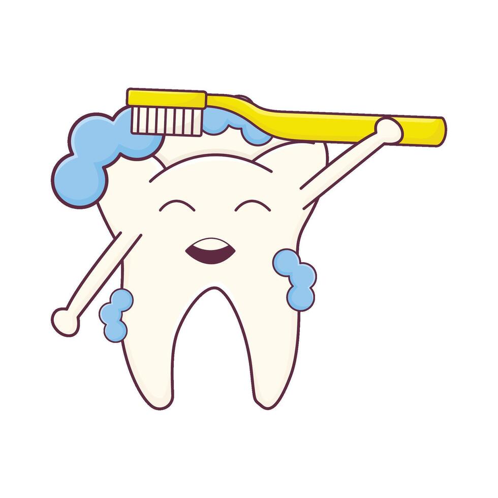 Illustration of brushing teeth vector