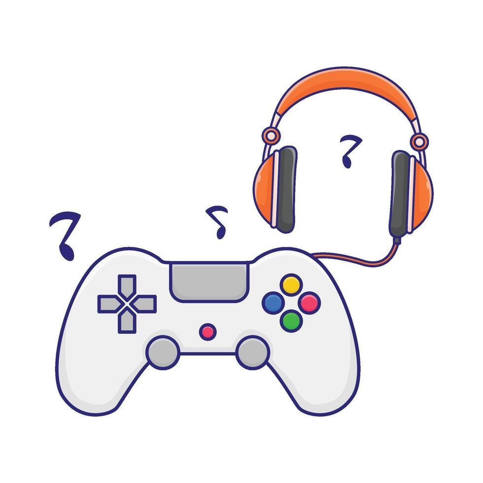 Illustration of headphone with game console vector